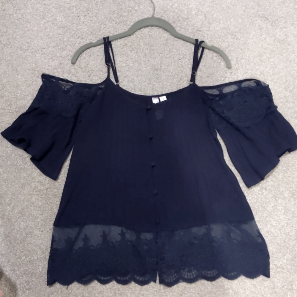 Francesca's Alya Strappy Off the Shoulder Lace Top